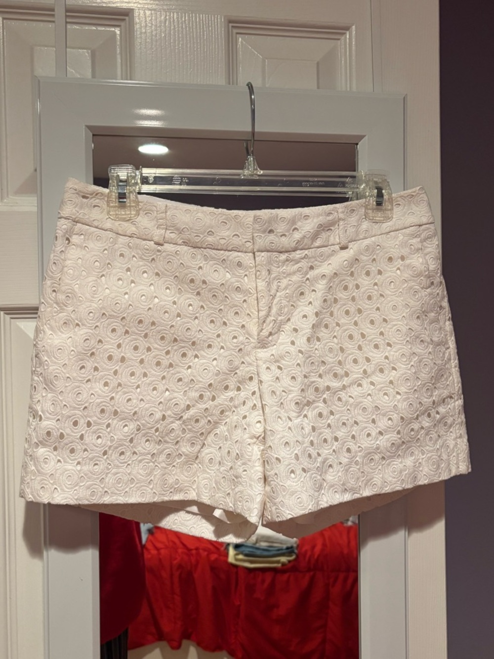 Banana Republic Cream Eyelet High-Rise Shorts